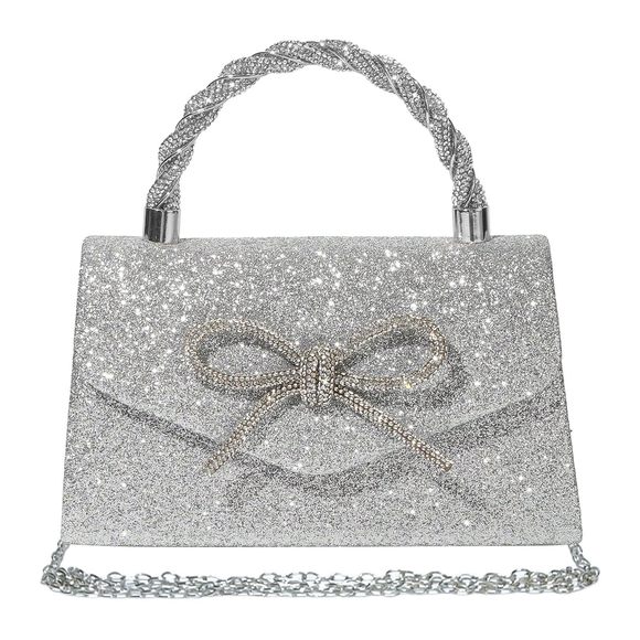 Evening Bag Sparkly Bow Clutch Purses Wedding Glitter Rhinestone Clutch :) - Picture 1 of 6